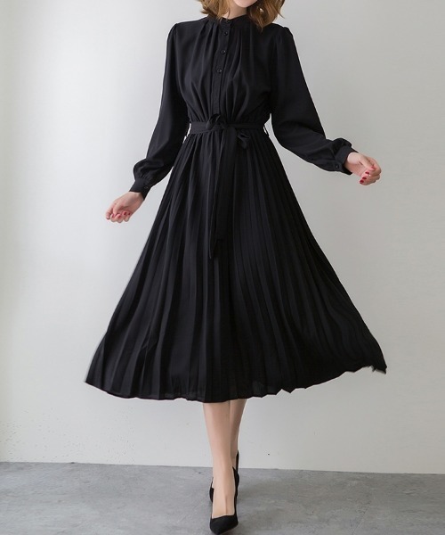 セール】ウエストリボン パーティードレス Aラインミモレ丈 ロング