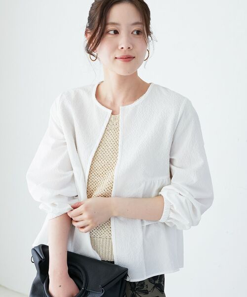 le.coeur blanc（ルクールブラン）の「《手洗い可能》スパンコールメッシュ2WAYニットベスト（ベスト・レディース・ネイビー/グレー/アイボリー・38）」の4枚目の写真