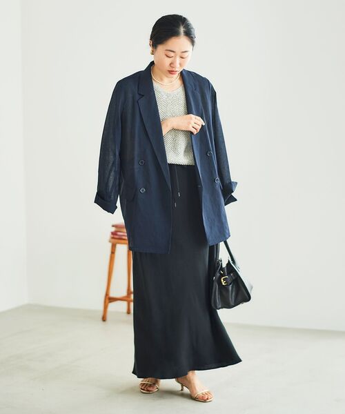 le.coeur blanc（ルクールブラン）の「《手洗い可能》スパンコールメッシュ2WAYニットベスト（ベスト・レディース・ネイビー/グレー/アイボリー・38）」の8枚目の写真