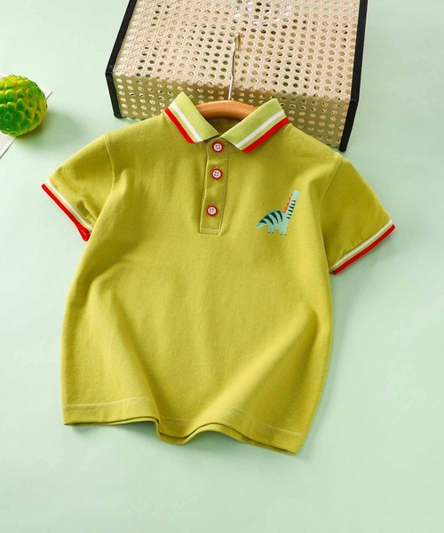 aimoha(アイモハ)の「【aimoha-KIDS-】マルチライン襟キッズポロシャツ(ポロシャツ・キッズ・ブルー/ホワイト/グリーン/イエロー・90/100/110/120/130)」の4枚目の写真