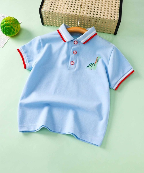 aimoha(アイモハ)の「【aimoha-KIDS-】マルチライン襟キッズポロシャツ(ポロシャツ・キッズ・ブルー/ホワイト/グリーン/イエロー・90/100/110/120/130)」の3枚目の写真