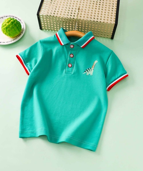 aimoha(アイモハ)の「【aimoha-KIDS-】マルチライン襟キッズポロシャツ(ポロシャツ・キッズ・ブルー/ホワイト/グリーン/イエロー・90/100/110/120/130)」の1枚目の写真