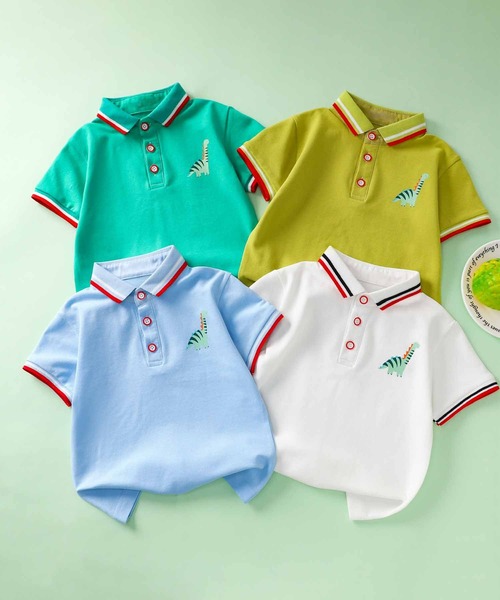 aimoha(アイモハ)の「【aimoha-KIDS-】マルチライン襟キッズポロシャツ(ポロシャツ・キッズ・ブルー/ホワイト/グリーン/イエロー・90/100/110/120/130)」の13枚目の写真