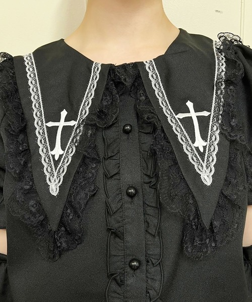 セール】アーム付きクロス刺繍ブラウス（シャツ/ブラウス）｜MA