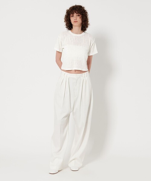 6(ロク)の「<6(ROKU)>コットンポリエステル メッシュ Tシャツ(Tシャツ/カットソー・レディース・ホワイト/ブラック・FREE)」の3枚目の写真