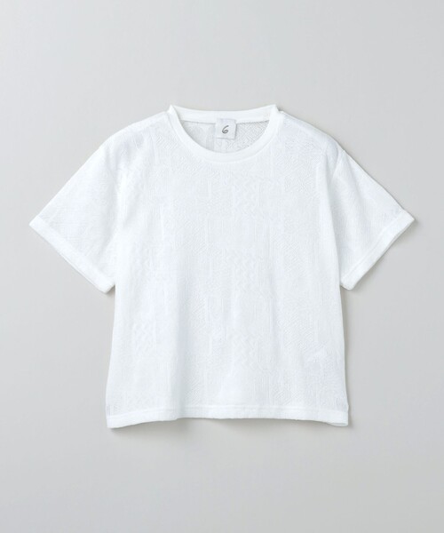 6(ロク)の「<6(ROKU)>コットンポリエステル メッシュ Tシャツ(Tシャツ/カットソー・レディース・ホワイト/ブラック・FREE)」の4枚目の写真