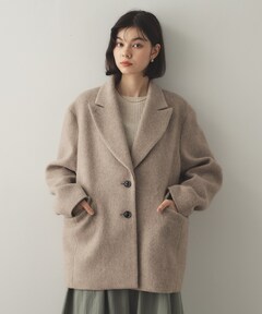 シャギーウール混 テーラードコート　OPAQUE.CLIP セール】《Oggi掲載》シャギーウール混 テーラードコート（チェスター