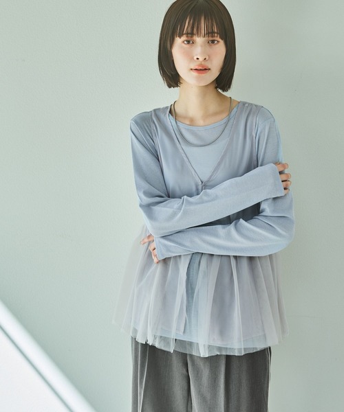 LAKOLE（ラコレ）の「チュール切替シアーベスト / 329136（ベスト・レディース・ブラック/アイボリー/グレー・FREE）」の18枚目の写真