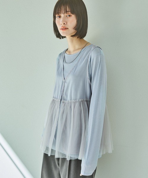 LAKOLE（ラコレ）の「チュール切替シアーベスト / 329136（ベスト・レディース・ブラック/アイボリー/グレー・FREE）」の19枚目の写真