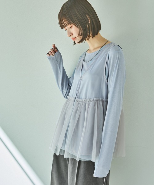 LAKOLE（ラコレ）の「チュール切替シアーベスト / 329136（ベスト・レディース・ブラック/アイボリー/グレー・FREE）」の20枚目の写真