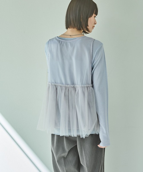 LAKOLE（ラコレ）の「チュール切替シアーベスト / 329136（ベスト・レディース・ブラック/アイボリー/グレー・FREE）」の22枚目の写真