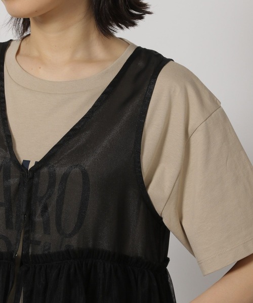 LAKOLE（ラコレ）の「チュール切替シアーベスト / 329136（ベスト・レディース・ブラック/アイボリー/グレー・FREE）」の4枚目の写真