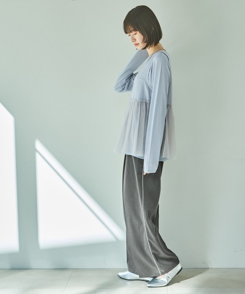 LAKOLE（ラコレ）の「チュール切替シアーベスト / 329136（ベスト・レディース・ブラック/アイボリー/グレー・FREE）」の14枚目の写真