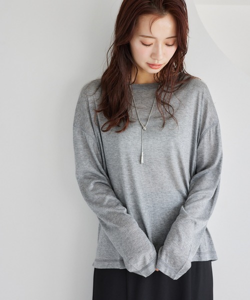 mysty woman（ミスティウーマン）の「【WEB限定】シアーマカロンＴ  452408（Tシャツ/カットソー・レディース・オフホワイト/ブラック/グレー/ライトグレー/ライトブルー/ピンク/オレンジ・FREE）」の4枚目の写真