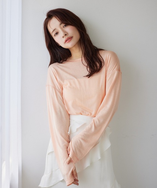 mysty woman（ミスティウーマン）の「【WEB限定】シアーマカロンＴ  452408（Tシャツ/カットソー・レディース・オフホワイト/ブラック/グレー/ライトグレー/ライトブルー/ピンク/オレンジ・FREE）」の7枚目の写真