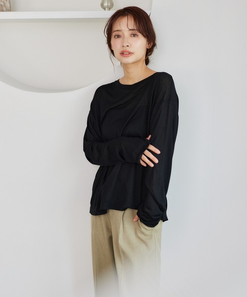 mysty woman（ミスティウーマン）の「【WEB限定】シアーマカロンＴ  452408（Tシャツ/カットソー・レディース・オフホワイト/ブラック/グレー/ライトグレー/ライトブルー/ピンク/オレンジ・FREE）」の3枚目の写真