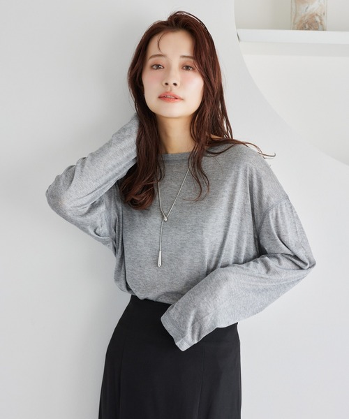 mysty woman（ミスティウーマン）の「【WEB限定】シアーマカロンＴ  452408（Tシャツ/カットソー・レディース・オフホワイト/ブラック/グレー/ライトグレー/ライトブルー/ピンク/オレンジ・FREE）」の12枚目の写真