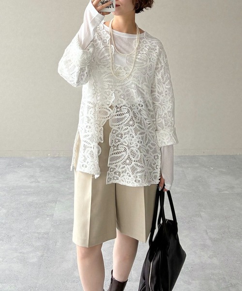 mysty woman（ミスティウーマン）の「【WEB限定】シアーマカロンＴ  452408（Tシャツ/カットソー・レディース・オレンジ/ライトグレー/ピンク/ブラック/ライトブルー/グレー/オフホワイト・FREE）」の9枚目の写真