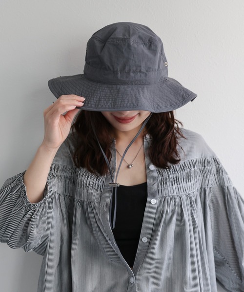 ap retro（アプレトロ）の「ドローコードアドベンチャーハット / サファリハット（ハット・レディース・チャコール/ベージュ/ブラック/カーキ・FREE）」の5枚目の写真