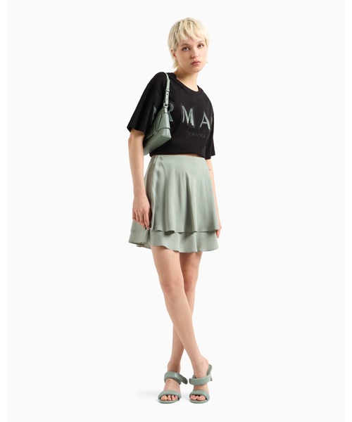 ARMANI EXCHANGE(アルマーニエクスチェンジ)の「【A|X アルマーニ エクスチェンジ】ビッグロゴ クロップド 半袖クルーネックTシャツ/CROPPED(Tシャツ/カットソー・レディース・ホワイト/ブラック・X-SMALL/SMALL/LARGE/MEDIUM)」の8枚目の写真