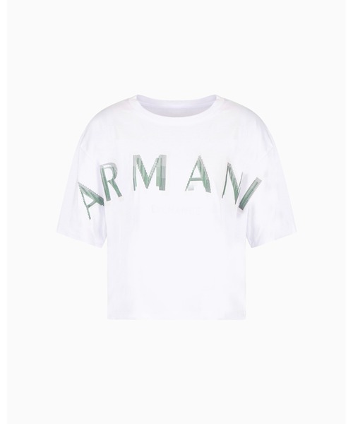 ARMANI EXCHANGE(アルマーニエクスチェンジ)の「【A|X アルマーニ エクスチェンジ】ビッグロゴ クロップド 半袖クルーネックTシャツ/CROPPED(Tシャツ/カットソー・レディース・ホワイト/ブラック・X-SMALL/SMALL/LARGE/MEDIUM)」の5枚目の写真
