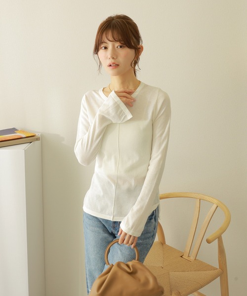 ローヘン lohen サイドスリットクルーネックカットソー　BLACK TOPS – LOHEN