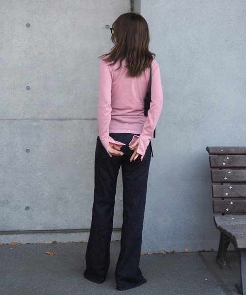 LAULEN(ローレン)の「center seam slit tops /センターシームスリットデザインセミシアートップス(Tシャツ/カットソー・レディース・ピンク/アイボリー/ブラック・FREE)」の11枚目の写真