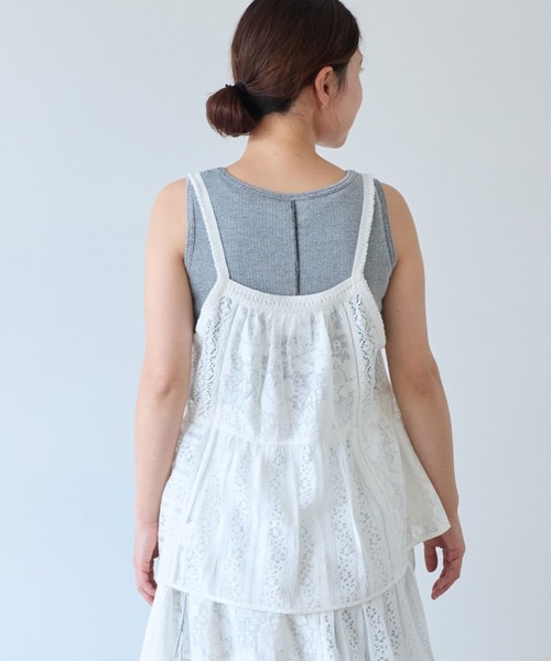 yuni（ユニ　）の「indiaパッチワークレース キャミビスチェ（シャツ/ブラウス・レディース・ブラック/ホワイト・FREE）」の5枚目の写真