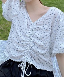 Mejoul | 小花柄フロントドロストシャーリングブラウス(シャツ/ブラウス)