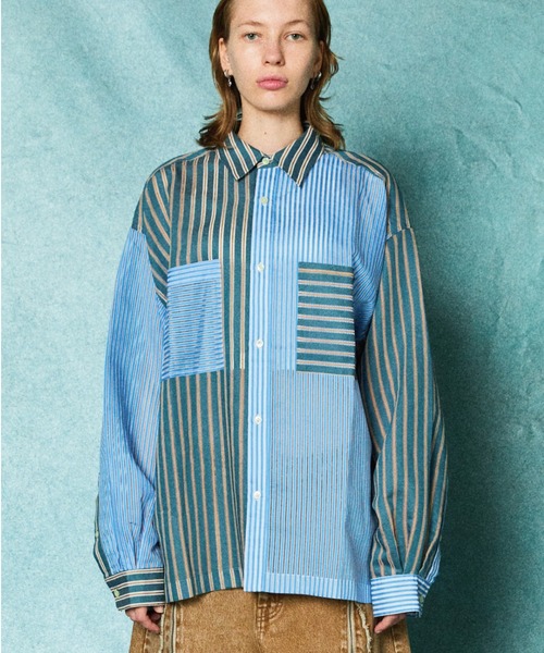 TAUPE(トープ)の「TAUPE/トープ/STRIPE LOOSE SHIRTS(Tシャツ/カットソー・メンズ・その他18/ブラック・2/1)」の2枚目の写真