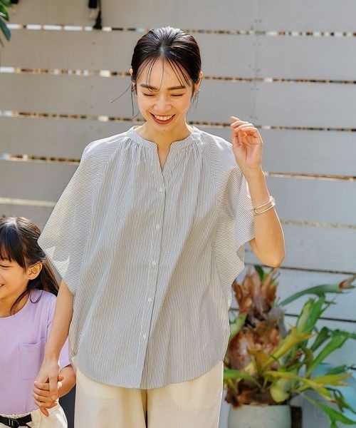 FOUND GOOD（ファウンドグッド）の「コタットスキッパーBL/SS（シャツ/ブラウス・レディース・ベージュ/ブルー系/ネイビー/ブルー系5/アイボリー/ブラック・L/S/M）」の2枚目の写真