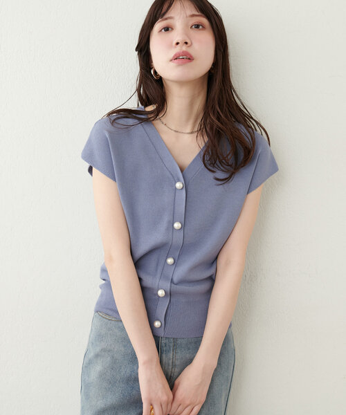 natural couture（ナチュラルクチュール）の「BIGパールノースリニット（ニット/セーター・レディース・ミント/ピンク/ブルー/アイボリー/ブラック・FREE）」の21枚目の写真