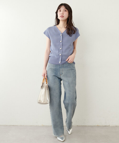 natural couture（ナチュラルクチュール）の「BIGパールノースリニット（ニット/セーター・レディース・ミント/ピンク/ブルー/アイボリー/ブラック・FREE）」の18枚目の写真