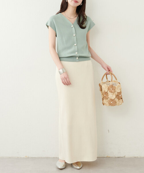 natural couture（ナチュラルクチュール）の「BIGパールノースリニット（ニット/セーター・レディース・ミント/ピンク/ブルー/アイボリー/ブラック・FREE）」の12枚目の写真