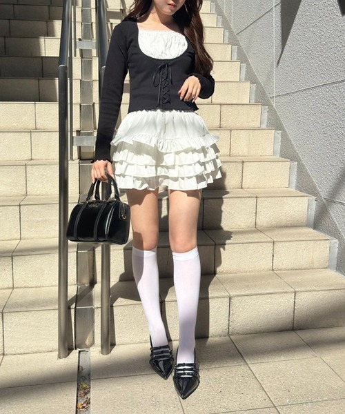 one after another NICE CLAUP(ワンアフターアナザーナイスクラップ)の「ティアードフリルミニスカート(スカート・レディース・オフホワイト/ホワイト系その他/ホワイト系その他2・FREE)」の15枚目の写真