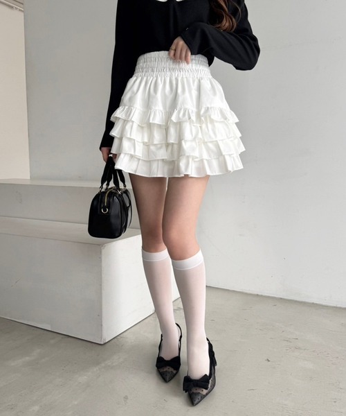 one after another NICE CLAUP(ワンアフターアナザーナイスクラップ)の「ティアードフリルミニスカート(スカート・レディース・オフホワイト/ホワイト系その他/ホワイト系その他2・FREE)」の19枚目の写真