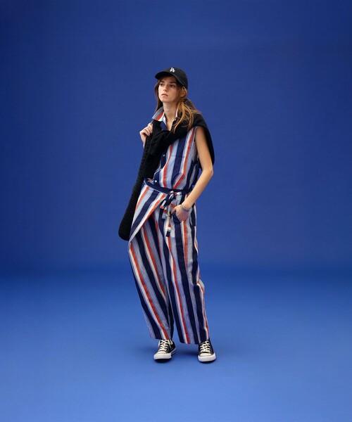 BEAMS BOY（ビームスボーイ）の「マルチストライプ ノースリーブ（シャツ/ブラウス・レディース・ベージュ/ネイビー・ONE SIZE）」の4枚目の写真