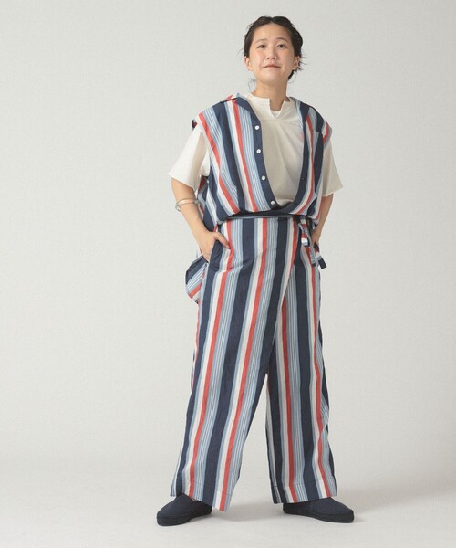 BEAMS BOY（ビームスボーイ）の「マルチストライプ ノースリーブ（シャツ/ブラウス・レディース・ベージュ/ネイビー・ONE SIZE）」の5枚目の写真