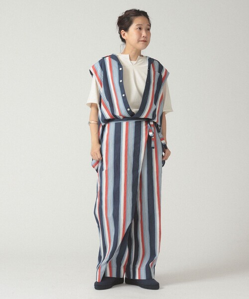 BEAMS BOY（ビームスボーイ）の「マルチストライプ ノースリーブ（シャツ/ブラウス・レディース・ベージュ/ネイビー・ONE SIZE）」の6枚目の写真