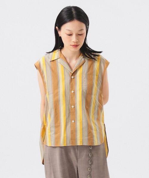 BEAMS BOY（ビームスボーイ）の「マルチストライプ ノースリーブ（シャツ/ブラウス・レディース・ベージュ/ネイビー・ONE SIZE）」の14枚目の写真