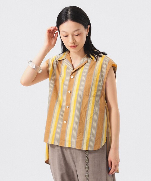 BEAMS BOY（ビームスボーイ）の「マルチストライプ ノースリーブ（シャツ/ブラウス・レディース・ベージュ/ネイビー・ONE SIZE）」の15枚目の写真