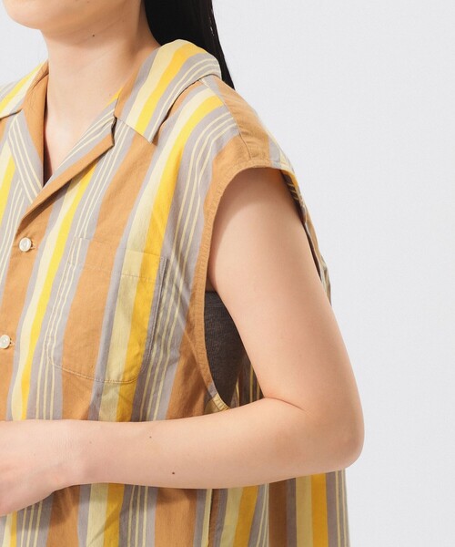 BEAMS BOY（ビームスボーイ）の「マルチストライプ ノースリーブ（シャツ/ブラウス・レディース・ベージュ/ネイビー・ONE SIZE）」の21枚目の写真