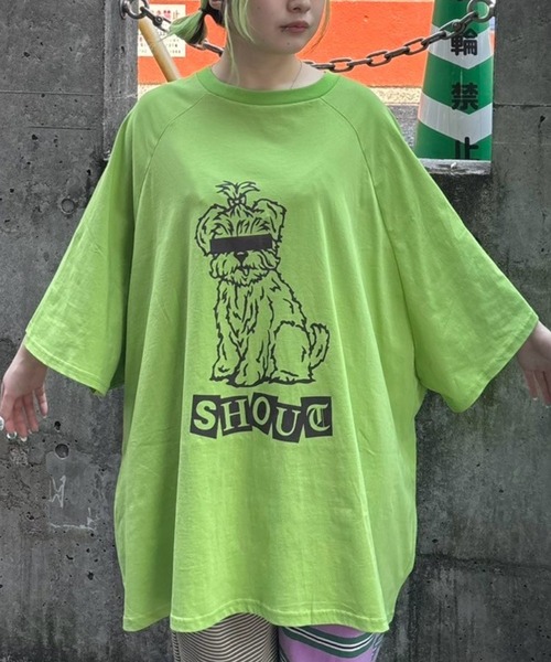 Candy Stripper(キャンディストリッパー)の「SHOUT PUPPY OVER SIZE RAGLAN トップス(Tシャツ/カットソー・レディース・ライトグリーン/アイボリー/ブラウン・FREE)」の3枚目の写真