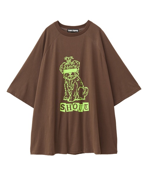 Candy Stripper(キャンディストリッパー)の「SHOUT PUPPY OVER SIZE RAGLAN トップス(Tシャツ/カットソー・レディース・ライトグリーン/アイボリー/ブラウン・FREE)」の21枚目の写真