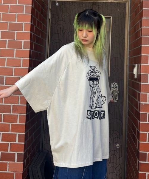 Candy Stripper(キャンディストリッパー)の「SHOUT PUPPY OVER SIZE RAGLAN トップス(Tシャツ/カットソー・レディース・ライトグリーン/アイボリー/ブラウン・FREE)」の16枚目の写真