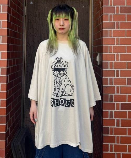 Candy Stripper(キャンディストリッパー)の「SHOUT PUPPY OVER SIZE RAGLAN トップス(Tシャツ/カットソー・レディース・ライトグリーン/アイボリー/ブラウン・FREE)」の15枚目の写真