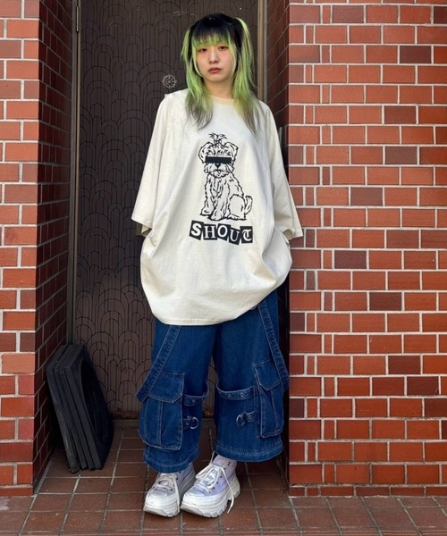 Candy Stripper(キャンディストリッパー)の「SHOUT PUPPY OVER SIZE RAGLAN トップス(Tシャツ/カットソー・レディース・ライトグリーン/アイボリー/ブラウン・FREE)」の17枚目の写真