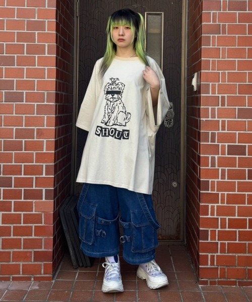 Candy Stripper(キャンディストリッパー)の「SHOUT PUPPY OVER SIZE RAGLAN トップス(Tシャツ/カットソー・レディース・ライトグリーン/アイボリー/ブラウン・FREE)」の18枚目の写真