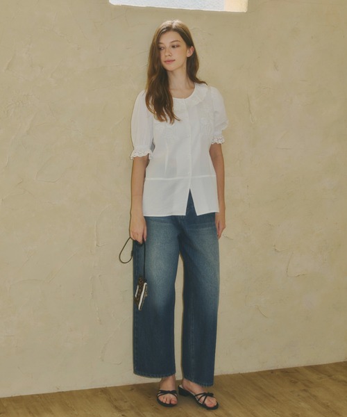 GIUNON(ジウノン)の「wide curve denim pants / ワイドカーブデニムパンツ(デニムパンツ・レディース・ブルー・0/1)」の13枚目の写真