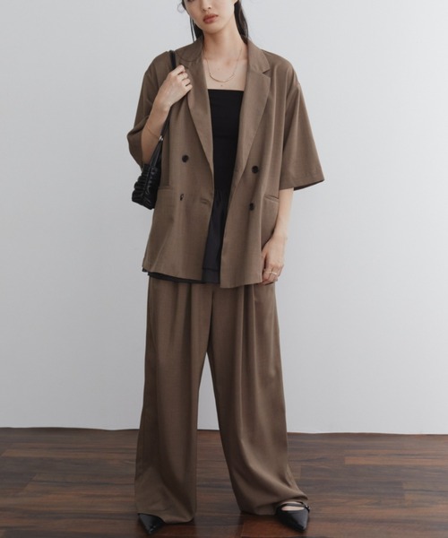 リネンライクハーフスリーブジャケット（テーラードジャケット
